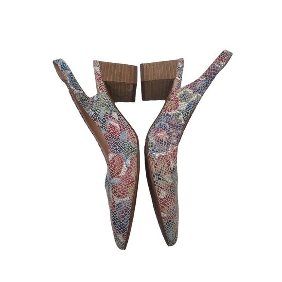 Tahari Revel Mosaic Slingback Leather Pointed Toe Block Heels Size 6 Women’s - Picture 7 of 9